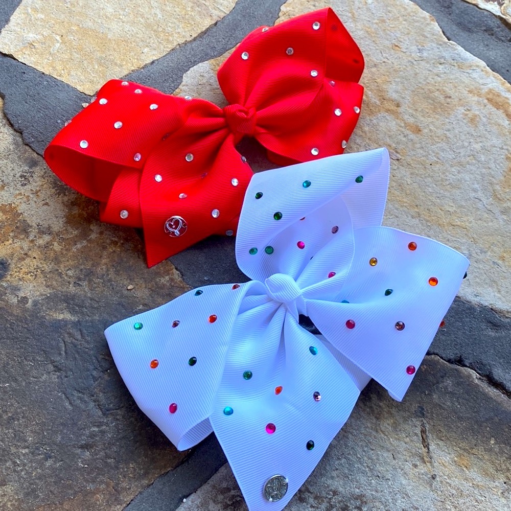 JoJo SIWA Red & White Diamond 7” Hair Bows ❤️ Bundle of Two